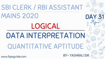 MAINS DAY 31 | LOGICAL D.I.| SBI CLERK/PO 2020 | RBI Asst. | By Yashraj Sir