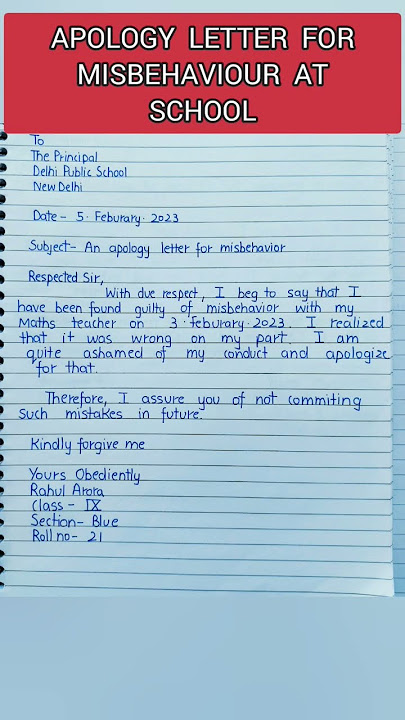 Apology letter for misbehaviour at school #apologyletter #apologyletterforschool#short #shorts#shots