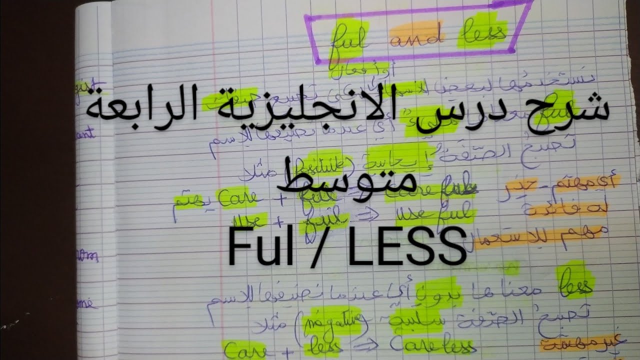 الانجليزية الرابعة متوسط درس ful و less
