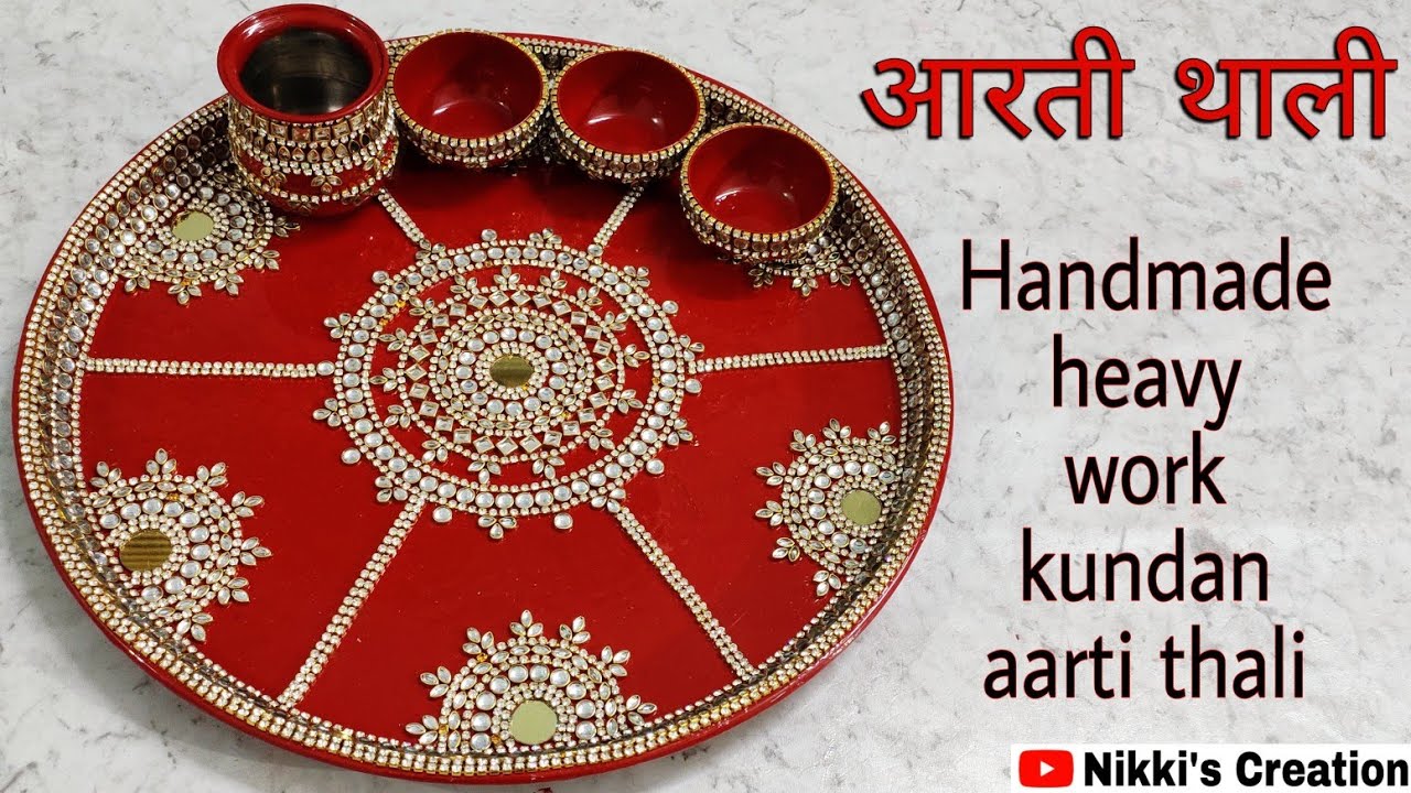 Kundan aarti thali decoration/ How to make pooja thali at home ...
