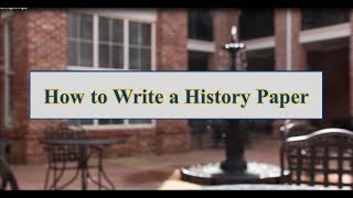 How To Write A History Paper