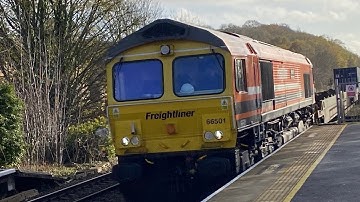 4 different trains in 8 minutes one after the other 66501, 66026, 195006 & 158868 Lea Rd 28/11/2025