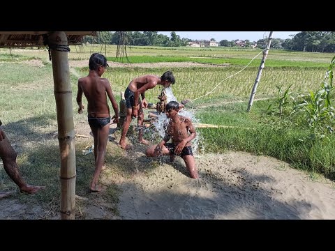 BATHING IN VILLAGE TUBEWELL MASTI #summervibes