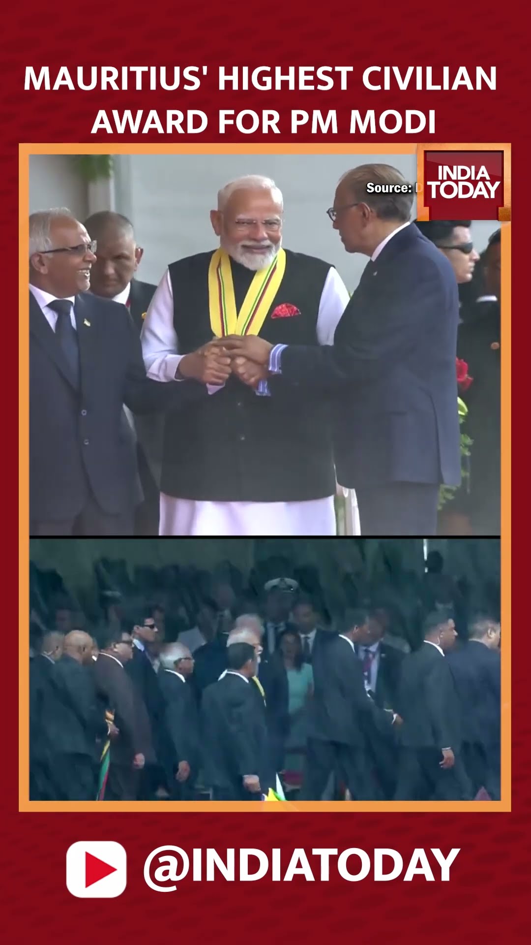 Pround Moment: PM Modi Receives Mauritius' Highest Civilian Award #pmmodi #mauritiusnationalday