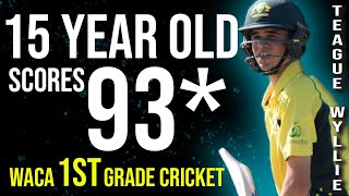 15 YEAR OLD TEAGUE WYLLIE SCORES 93 NOT OUT IN 1ST GRADE PREMIER CRICKET