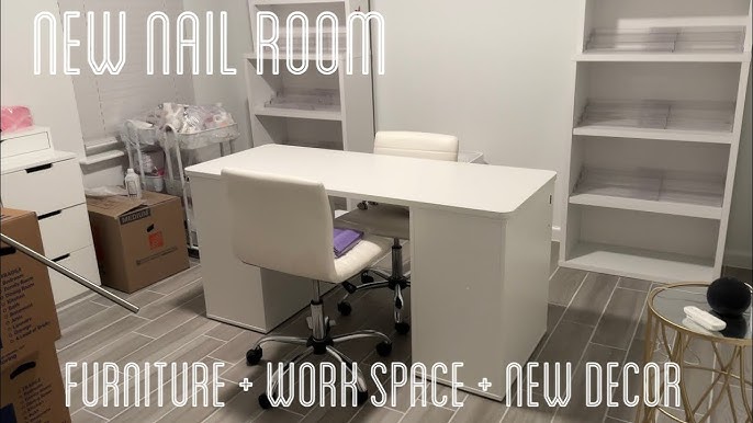 Nail Area TOUR 2020 ~ DIY Budget Glam Mirror Bling Manicure Desk! Cute Pink  Decor Ideas Home Salon! 