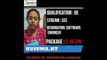 JSPIDERS RAJAJINAGAR STUDENT | PLACED |KUSUMA. K T| FEEDBACK | SOFTWARE ENGINEER🤩|CONGRATULATIONS