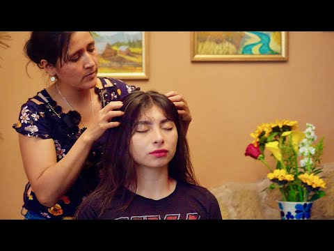 Esperanza's head & foot massage with hair play, whispering & ASMR triggers for sleep and relaxation