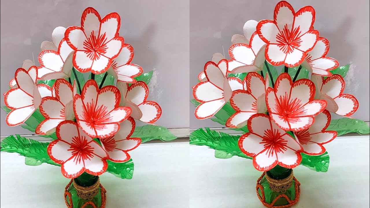 DIY - Paper Flowers Guldasta || Paper ka Guldasta Banana/Kagaj ke Phool/Plastic Bottle ka Guldasta