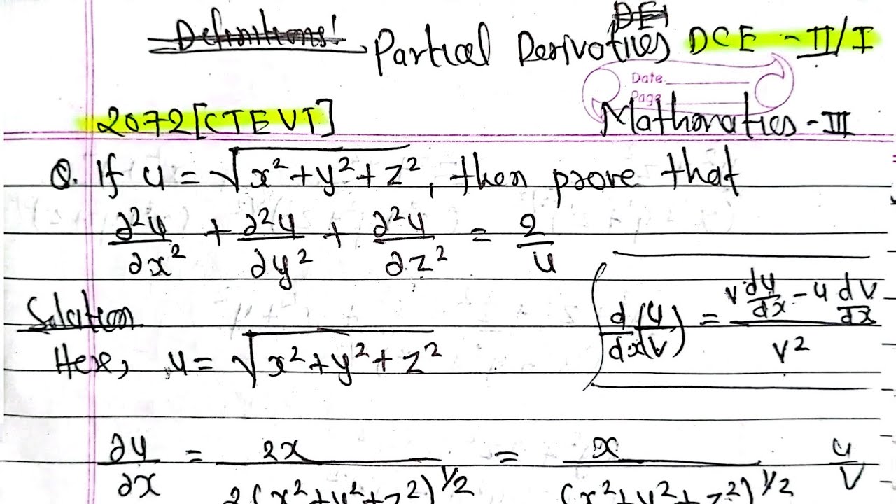 Partial derivative 2072 CTEVT Mathmatics-III Diploma Civil Engineering ...