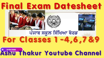 #PSEB#Datesheet for Non Board Classes 1-4,6,7 &9