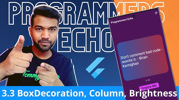 BoxDecoration, Column, Container, Icon | Programmers Echo | Flutter Tutorial in Hindi # 3.3