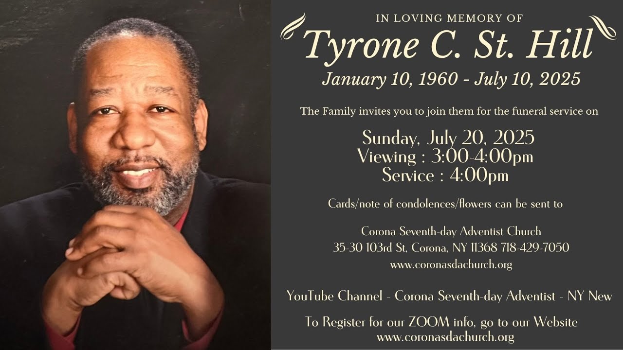 Funeral Service for Tyrone C. St. Hill - YouTube