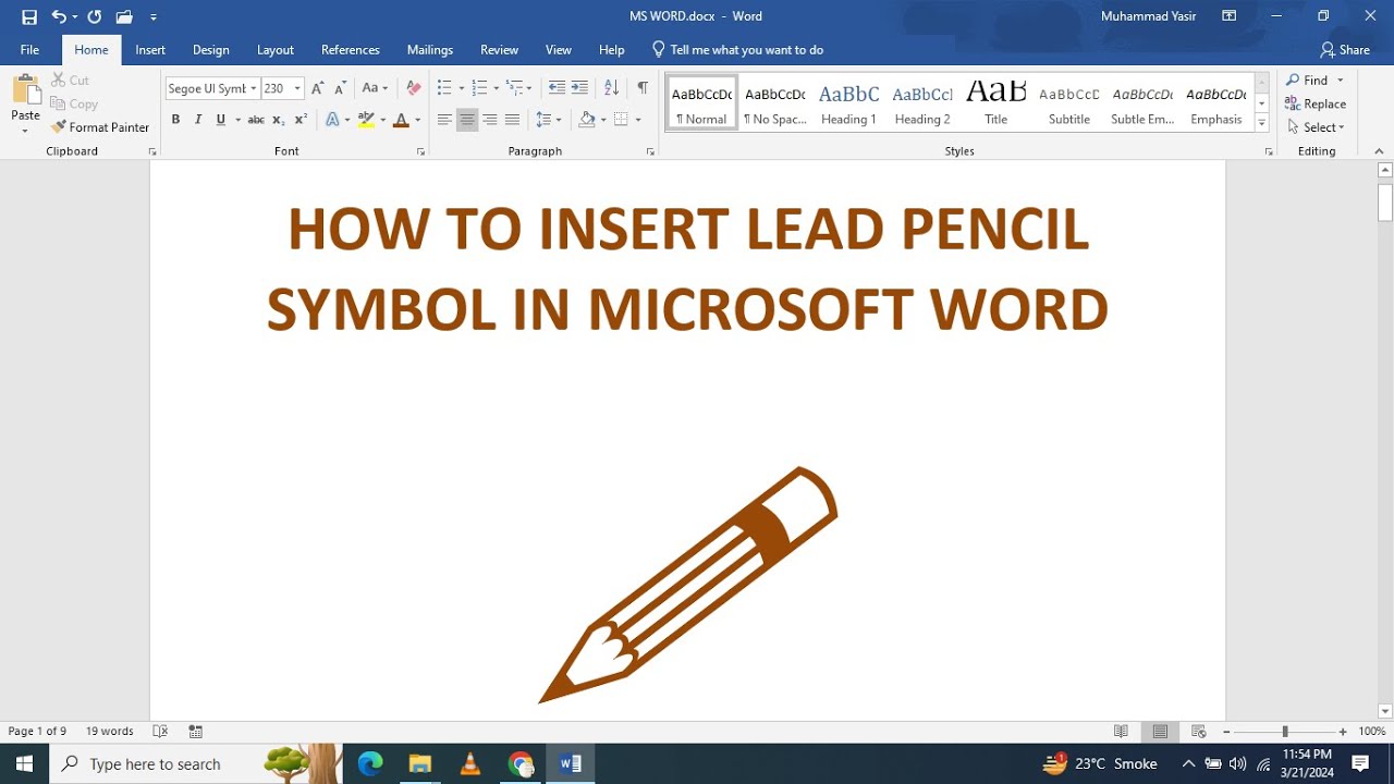 How to insert lead pencil symbol in ms word youtube