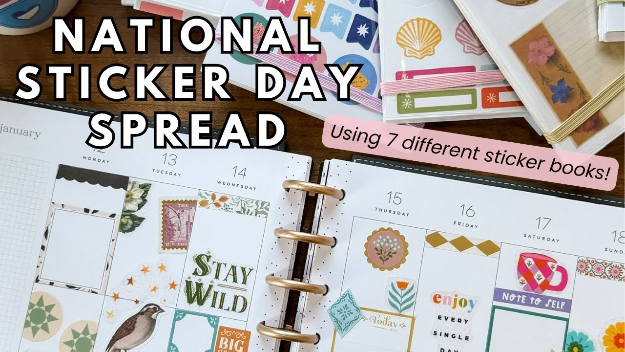 National Sticker Day Plan With Me! Classic Happy Planner Creative Journal Spread