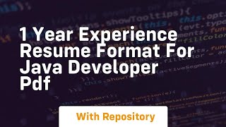 1 year experience resume format for java developer pdf