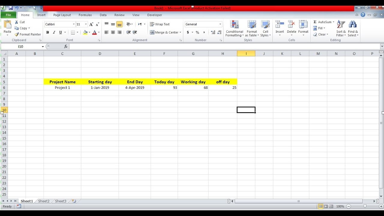 How Can I Get Total Working Days Formula In Excel YouTube