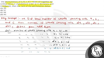 the permutations of \( a, b, c, d, e \) taken all together be written down in alphabetical order...
