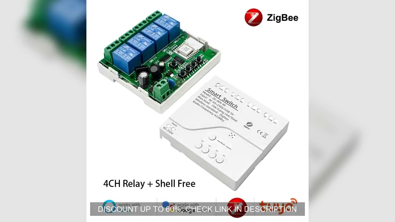 Tuya Zigbee 1 2 4 Gang Switch Relay Module Dc 12v 24v 110v 220v 230v Dry Contact 4CH Din Rail Contro