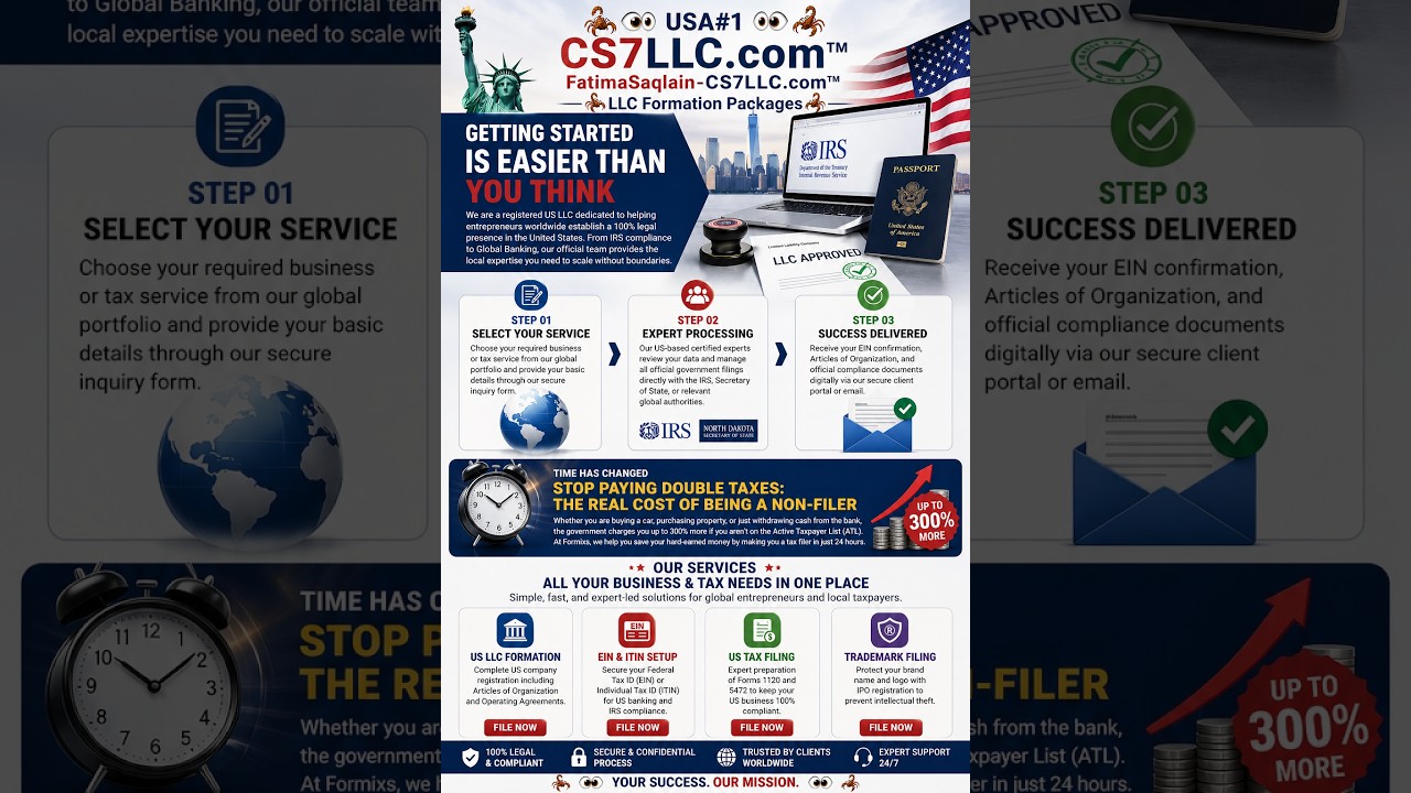 FatimaSaqlain-CS7LLC.com™🦂👀 USA#1 CS7LLC.com™ – Global LLC Formation & Tax Compliance Powerhouse 🦂👀