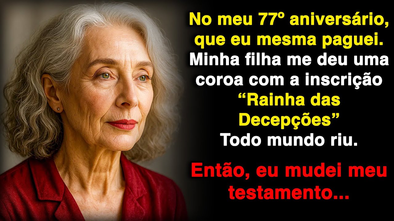 No meu 77º aniversário, minha filha me deu uma coroa com a inscrição: 