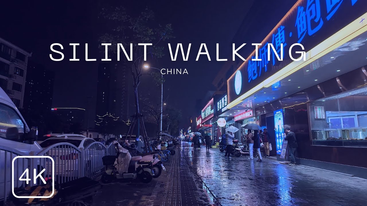 Silent Walking in Shanghai  | Rainy Night POV 4K