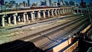 Solo csx sd40-3 emd engine pulling a empty intermodal train in Chicago Illinois