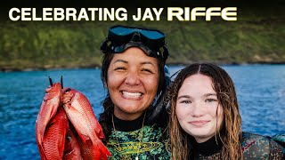 Celebrating the Legend of Spearfishing, Jay Riffe  with the Riffe Ohana and Kimi Werner in Hawai’i.