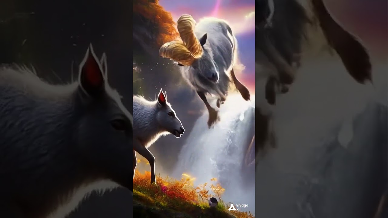 beatiful goat with golden  horns