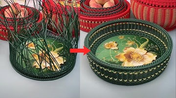 Easy DIY Craft Weave a Beautiful PE Rattan Basket with Acrylic Base #diy #handmade #craft