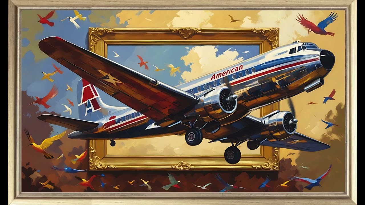 Samsung Frame TV Decor | Airplane Screensaver 4K 🇺🇸 American Airlines