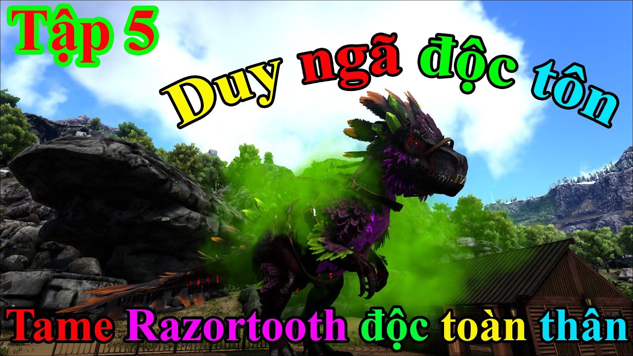 ARK Crystal Isles Dino Addition 5 Mình thu phục Razortooth với một