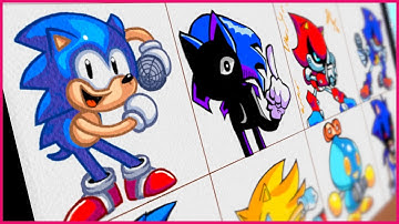 Drawing Friday Night Funkin Sonic mods | Cyclops | Metal Sonic & Sonic.EXE | Ipad Drawing