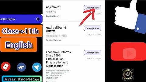 Class 11th English active survey on avsar app all answer in this video #avsarknowledge #activesurvey