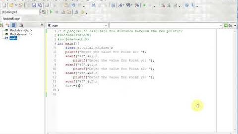 C program to calculate the distance between the two points