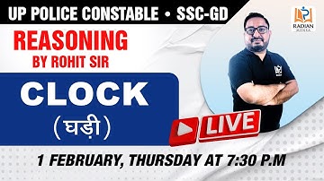 CLOCK  | UP POLICE & SSC GD REASONING | REASONING BY ROHIT SIR | #radianmensa #reasoning