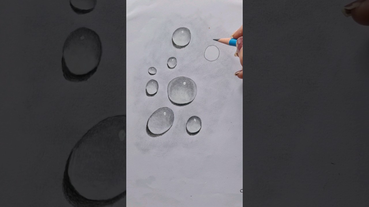 How to draw 3d water drop | Easy 3d water drop drawing tutorial | Pencil shading 