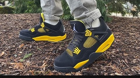 Air Jordan 4 Thunder - On Foot Review and Sizing Guide- Black Stitching - Option B