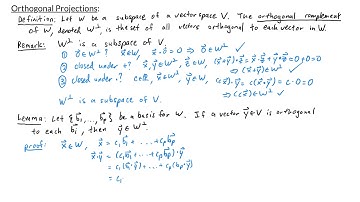 Linear Algebra - Orthogonal Projections