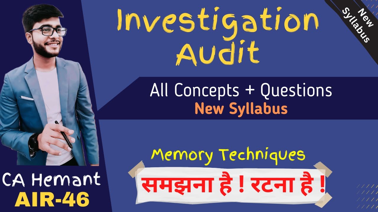 Investigation - CA Final Audit | Revision Cum Free Fastrack - YouTube
