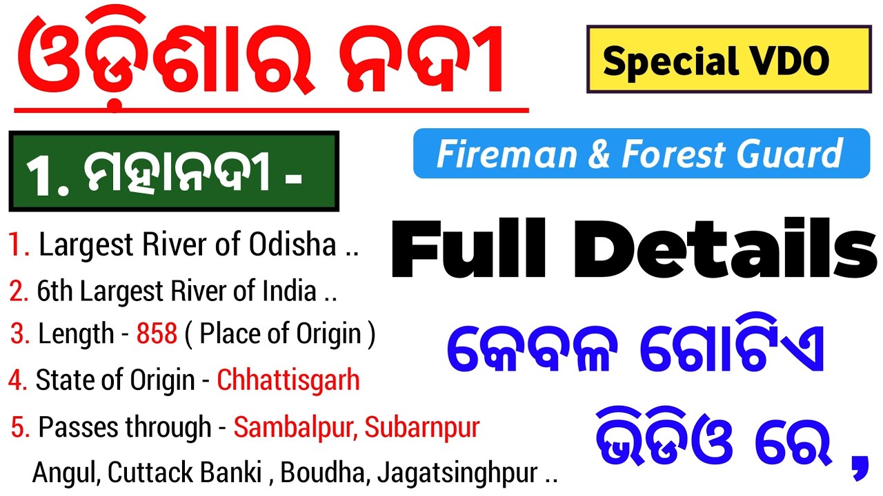ଓଡ଼ିଶାର ନଦୀ | Rivers of Odisha Gk | Odisha River Gk | Rivers of Odisha and Their Origin |