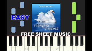 THE SWAN from The Carnival of the Animals, EASY Piano Tutorial with free Sheet Music (pdf)