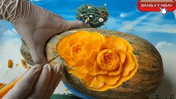 Hướng dẫn tỉa hoa hồng từ quả bí ngô cực đẹp. Phần 1-Trim roses from beautiful pumpkins. Part 1