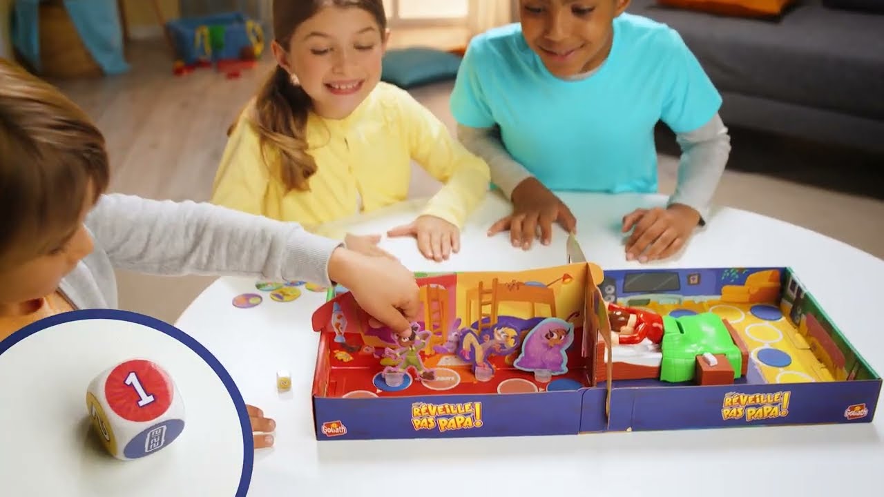 Reveille Pas Papa Jeu De Société Reveille Pas Papa, Enfant 4 Ans Plus - Nouveau Parcours, Avec Elements 3D - Jeu Societe Classique - Set Jouet Junior Et Carte - Jeux