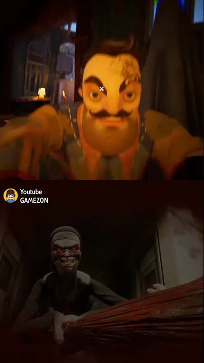 Hello Neighbor 2 vs Evil Nun: the broken mask | Jumpscare Battle #shorts