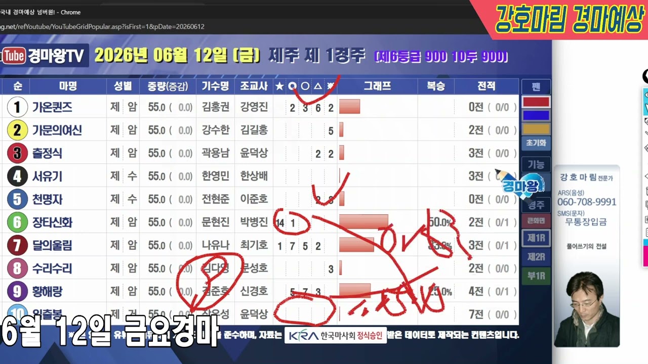 2026 년 6 월 12 일 금요경마예상