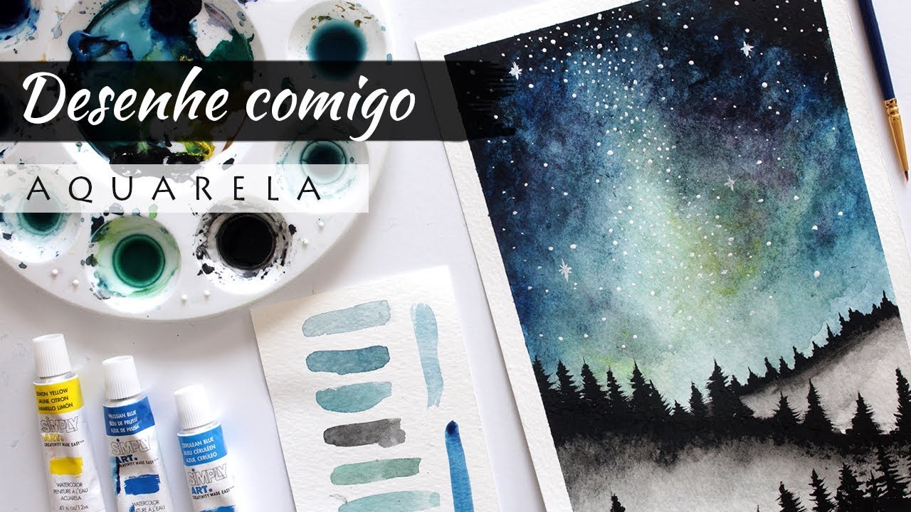 Tentando pintar com aquarela! Desenhe comigo | Marina Araújo