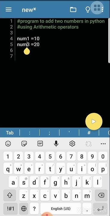 addition of two numbers in python | python programming | using mobile ...