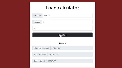 Simple Loan Calculator App using jQuery in JavaScript