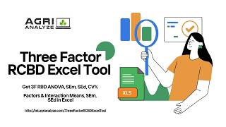 Three Factor RCBD Excel Tool using Agri Analyze